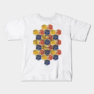 Red, Yellow, Green Honeycomb & Bee Graphic Kids T-Shirt